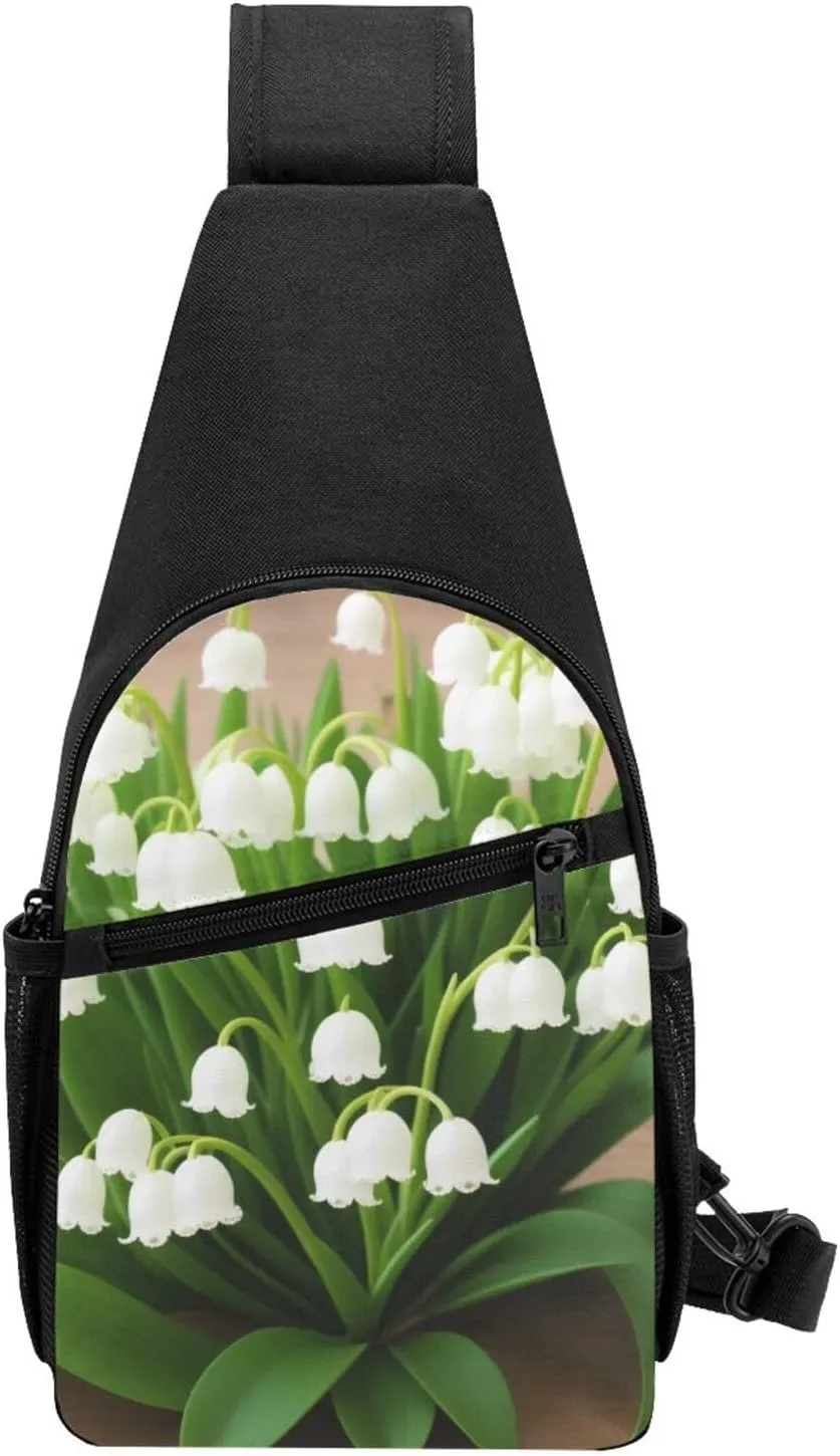 Lilies Of The Valley Sling Bags For Man And Women Crossbody Chest Bag Shoulder Bag For Casual Sport Daypack