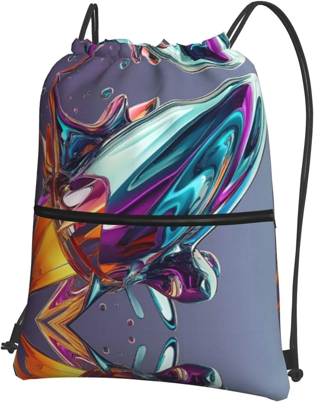 Liquid splashing, rocket spacecraft Lightweight and Waterproof Drawstring Backpack - Perfect for Gym, Yoga, Travel, Beach, and Outdoor Activities for Men and Women