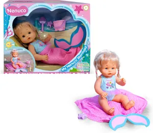 Little Mermaid, Baby Doll with Fabric Mermaid Tail to Remove and Put on, Fun Toy with Accessories, Water Resistant, for Boys and Girls from 2 Years, Famous (NFN22000)