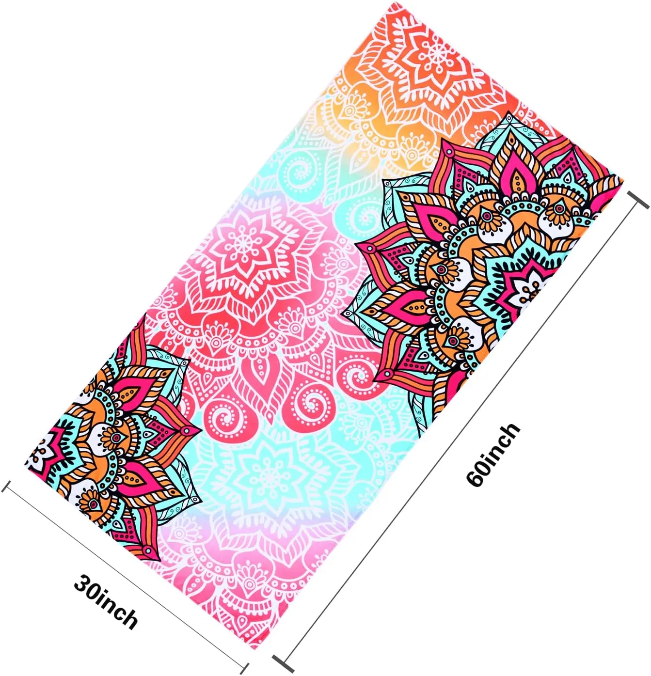 LIVILAN Pink Mandala Beach Towel Blanket for Girls Women, Soft Lightweight Microfiber Quick Dry and Sand Free Boho Towel, Thin Bohemian Pool Swim Bath Shower Beach Towel Mandala Gift, 30x60 inch