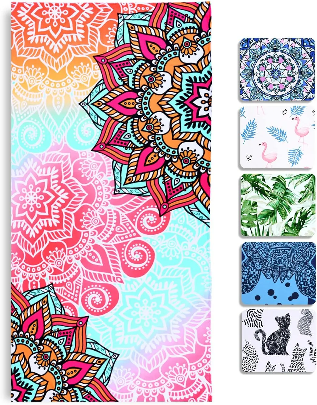LIVILAN Pink Mandala Beach Towel Blanket for Girls Women, Soft Lightweight Microfiber Quick Dry and Sand Free Boho Towel, Thin Bohemian Pool Swim Bath Shower Beach Towel Mandala Gift, 30x60 inch