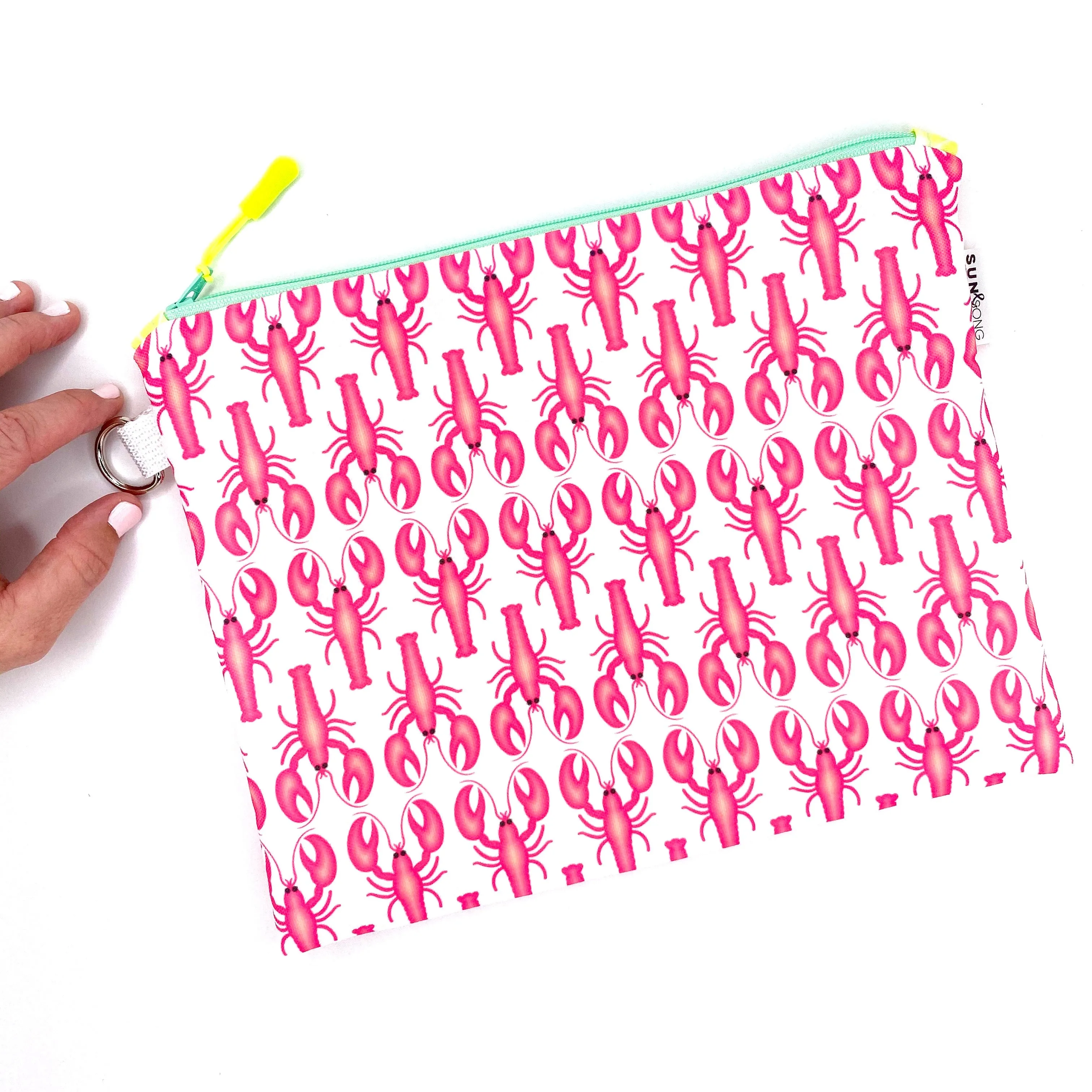Lobster Love in Pinks, Water-Resistant Wet Bag