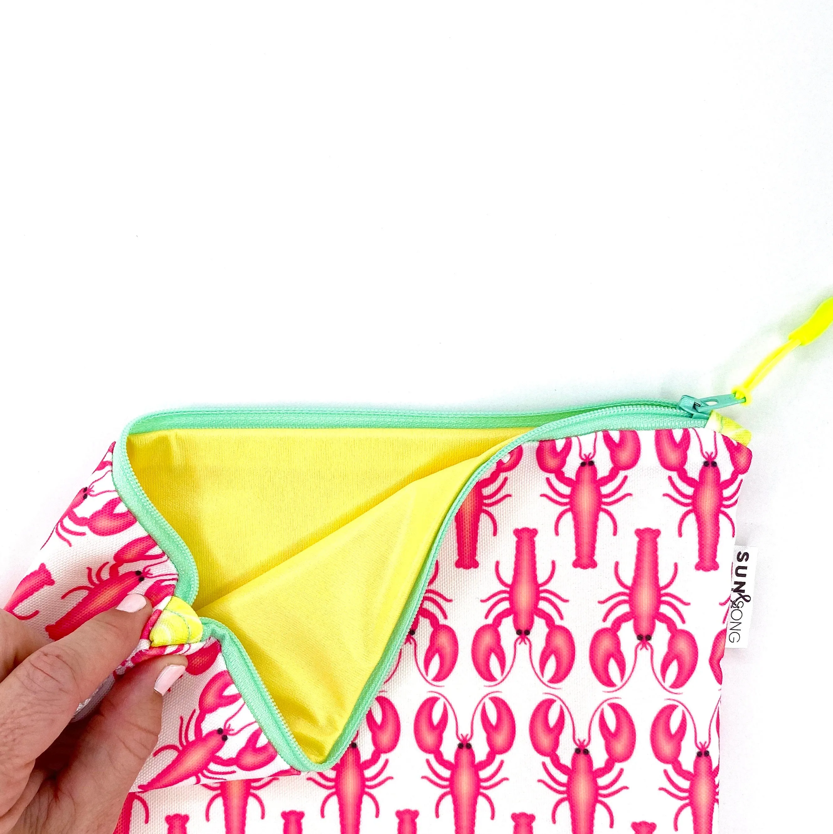 Lobster Love in Pinks, Water-Resistant Wet Bag