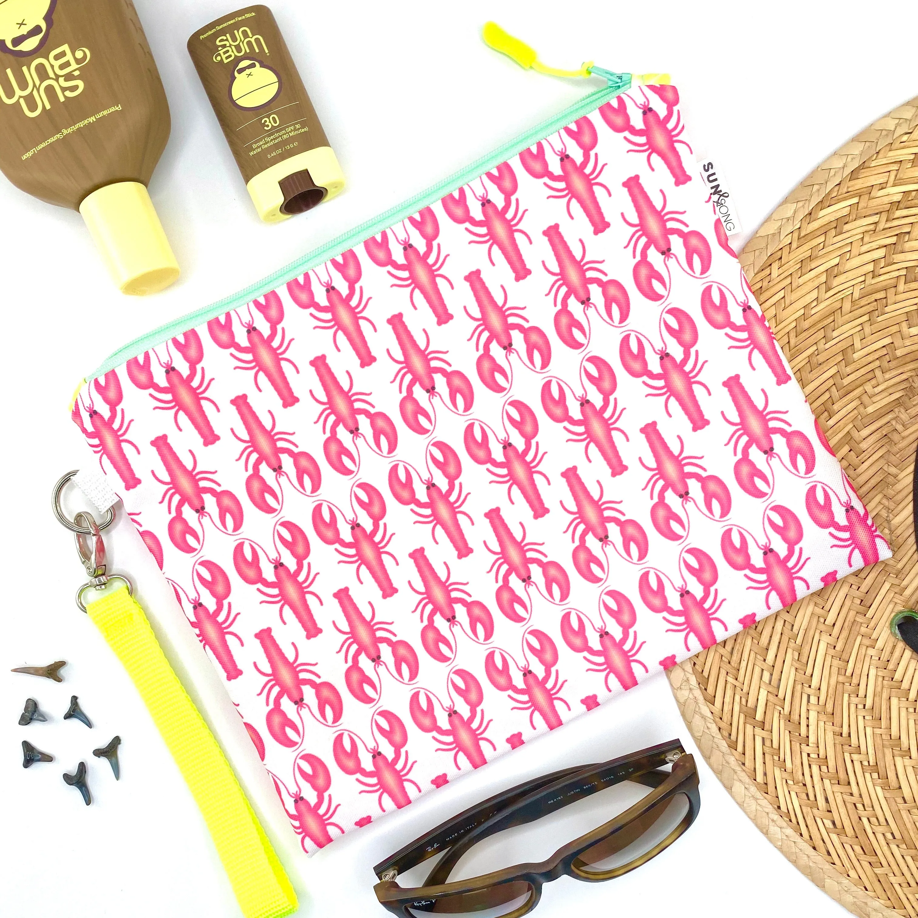Lobster Love in Pinks, Water-Resistant Wet Bag