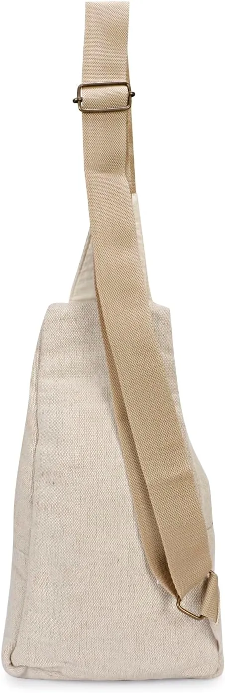 LONGING TO BUY Hemp Sling Backpack- Hemp Cross body Bag- Hemp Shoulder Backpack Adjustable Strap for Men & Women (Designed-Owl)
