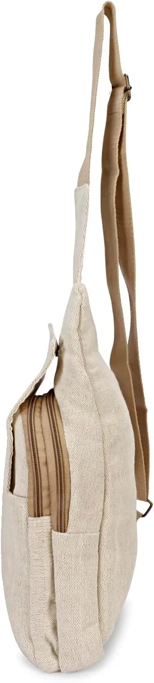 LONGING TO BUY Hemp Sling Backpack- Hemp Cross body Bag- Hemp Shoulder Backpack Adjustable Strap for Men & Women (Designed-Owl)