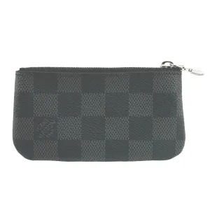 LOUIS VUITTON Key case Key holder  N60155 Damier Grafitto Canvas gray Key case Key holder for coin pocket Graphite Pochette Cre mens Used