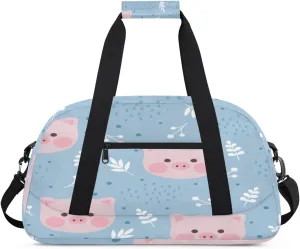 Lovely Pig Gym Duffel Bag for Men Women Polka Dots Sports Tote Bag with Adjustable Shoulder Strap for Dance Gymnastics Traveling Outdoor Camping Overnight Stay