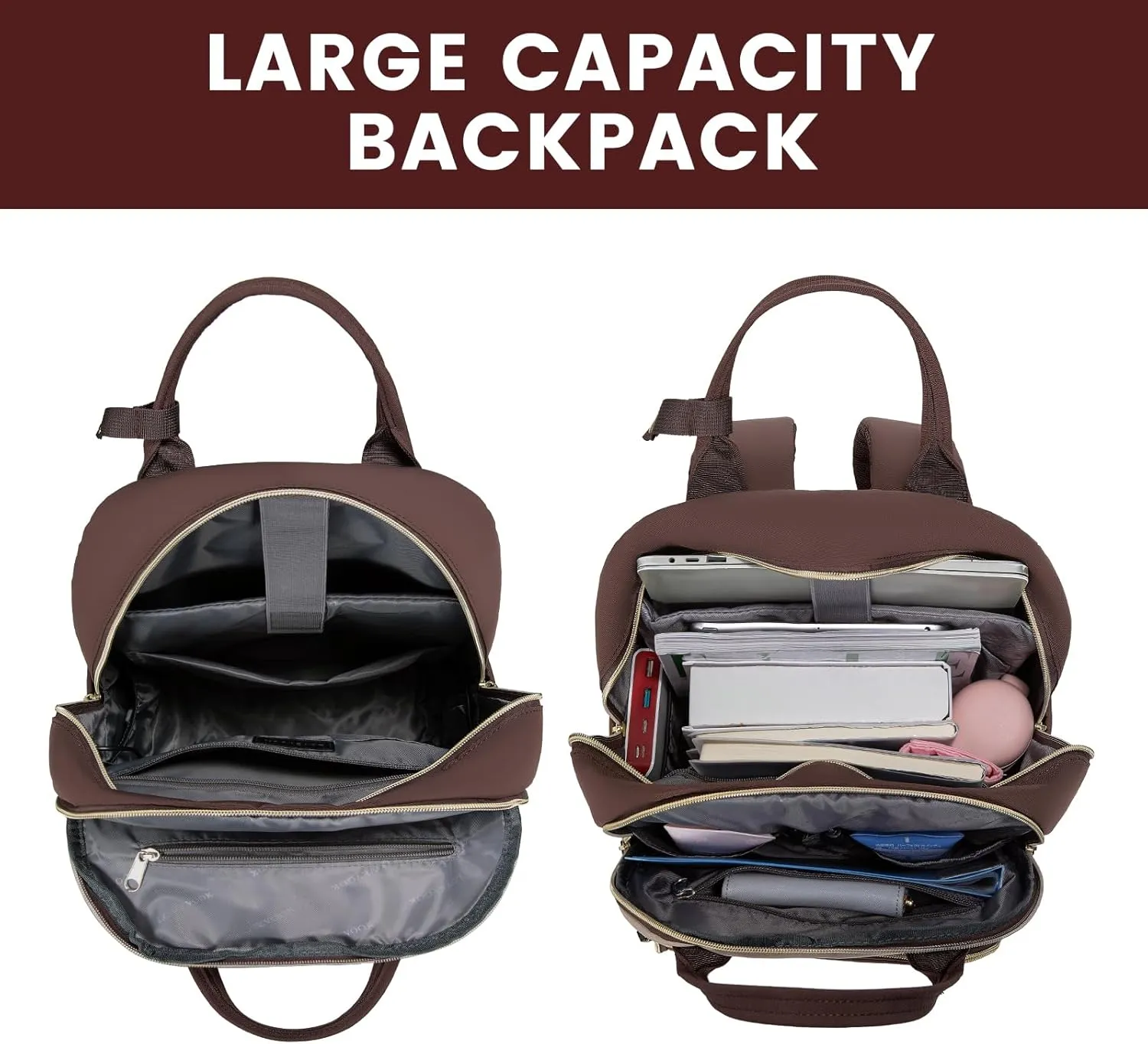 LOVEVOOK Backpack for Women,Laptop Backpack Women,Fits 17 Inch Laptop Bag,School Backpacks,Fashion Travel Work Anti-theft Bag,Waterproof Business Computer College Backpack Purse,Brown-Apricot