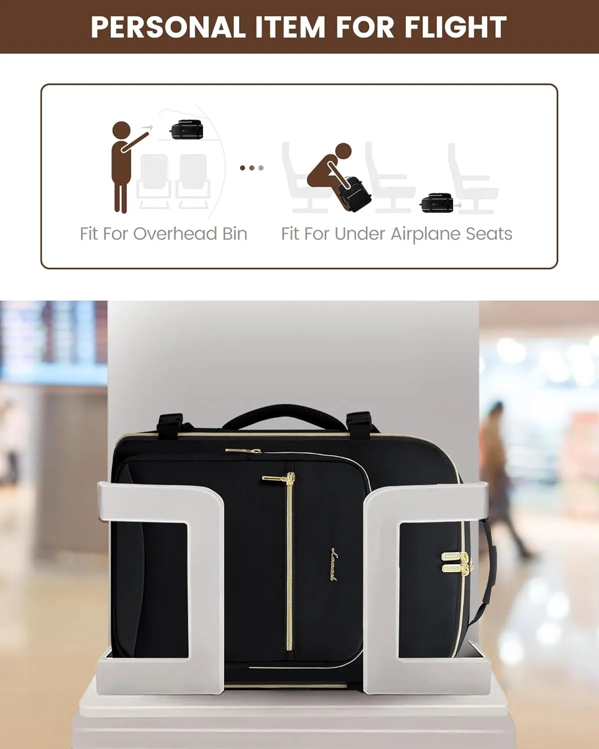 LOVEVOOK Carry on Backpack, 50L Travel Backpack Flight Approved, Waterproof Large 18inch Laptop Backpack Luggage Daypack Business Weekender Overnight with 3 Packing Cubes, Black-Black