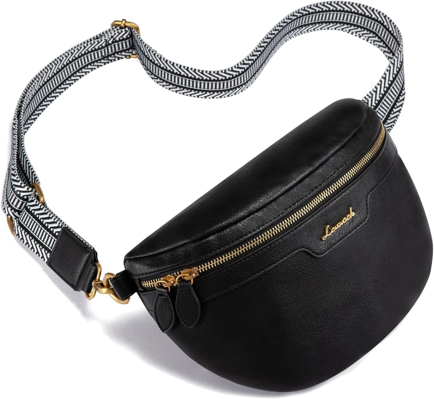 LOVEVOOK Fanny Packs for Women Cross Body, Vegan Leather Belt Bag for Women, Waterproof Sling Purse Fashion Waist Pack Designer Chest Bum Bag with Boho Style Strap
