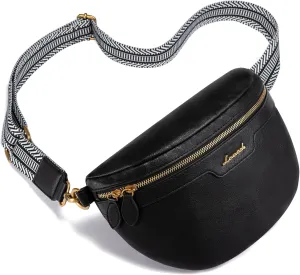 LOVEVOOK Fanny Packs for Women Cross Body, Vegan Leather Belt Bag for Women, Waterproof Sling Purse Fashion Waist Pack Designer Chest Bum Bag with Boho Style Strap
