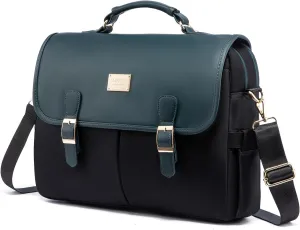 LOVEVOOK Laptop Bag for Women, 15.6 inch Large Capacity Computer Briefcase Case, Crossbody Messenger Shoulder Bag, Office Business Work Tote Bags Purse for Travel Gifts, Deepgreen-black