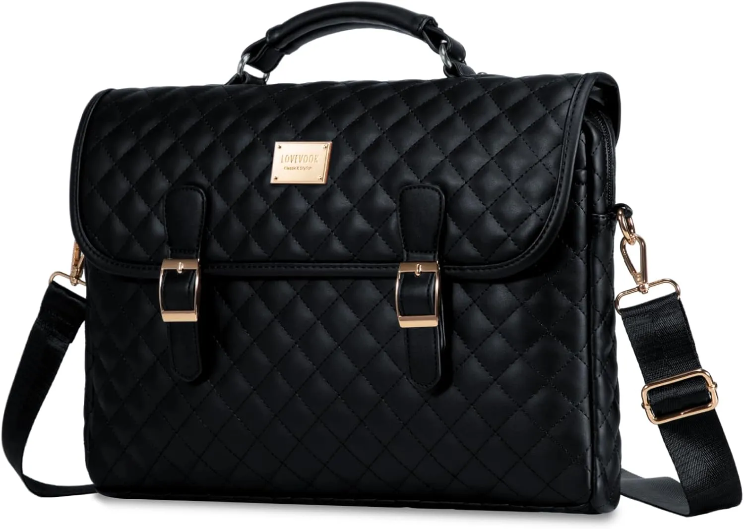 LOVEVOOK Laptop Bag for Women 15.6 Inch Waterproof Leather Computer Briefcase Large Laptop Carrying Case for Business Casual or College