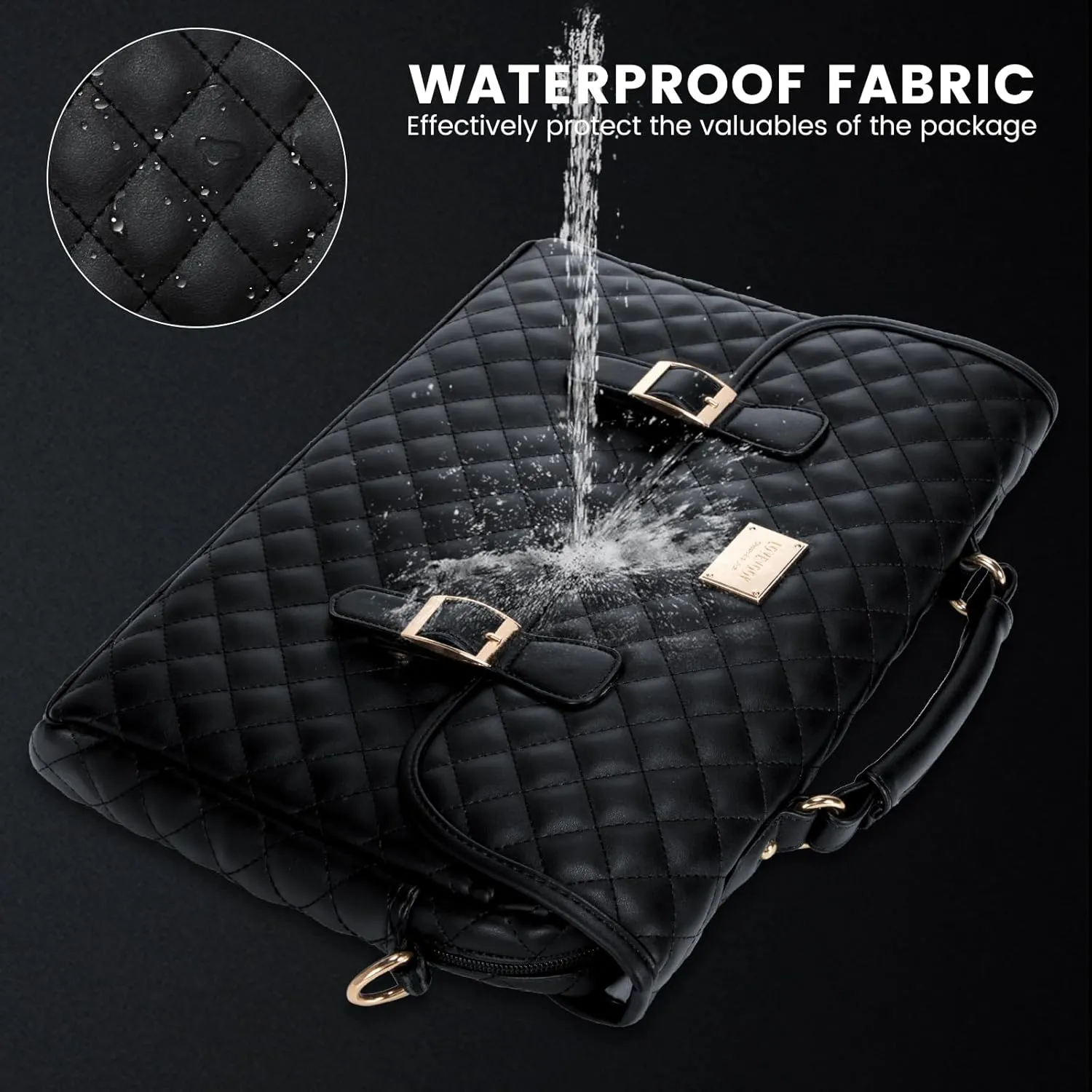 LOVEVOOK Laptop Bag for Women 15.6 Inch Waterproof Leather Computer Briefcase Large Laptop Carrying Case for Business Casual or College