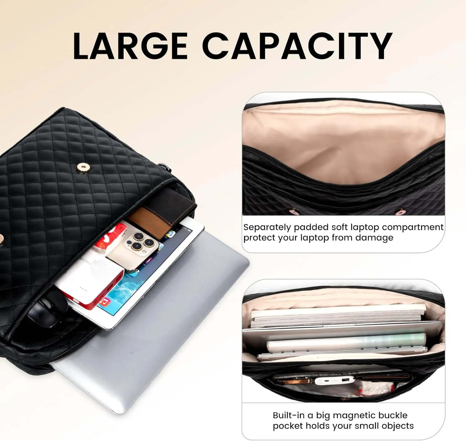 LOVEVOOK Laptop Bag for Women 15.6 Inch Waterproof Leather Computer Briefcase Large Laptop Carrying Case for Business Casual or College