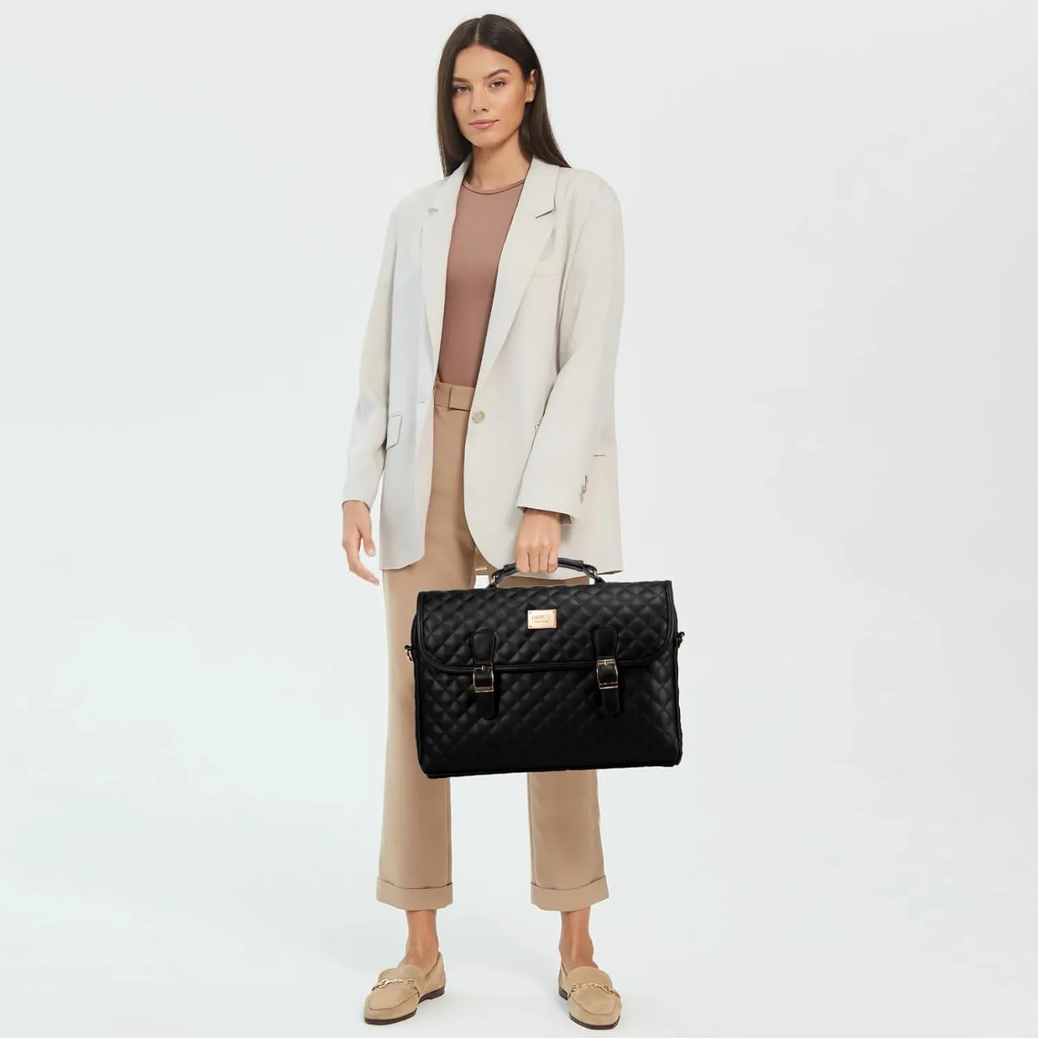 LOVEVOOK Laptop Bag for Women 15.6 Inch Waterproof Leather Computer Briefcase Large Laptop Carrying Case for Business Casual or College