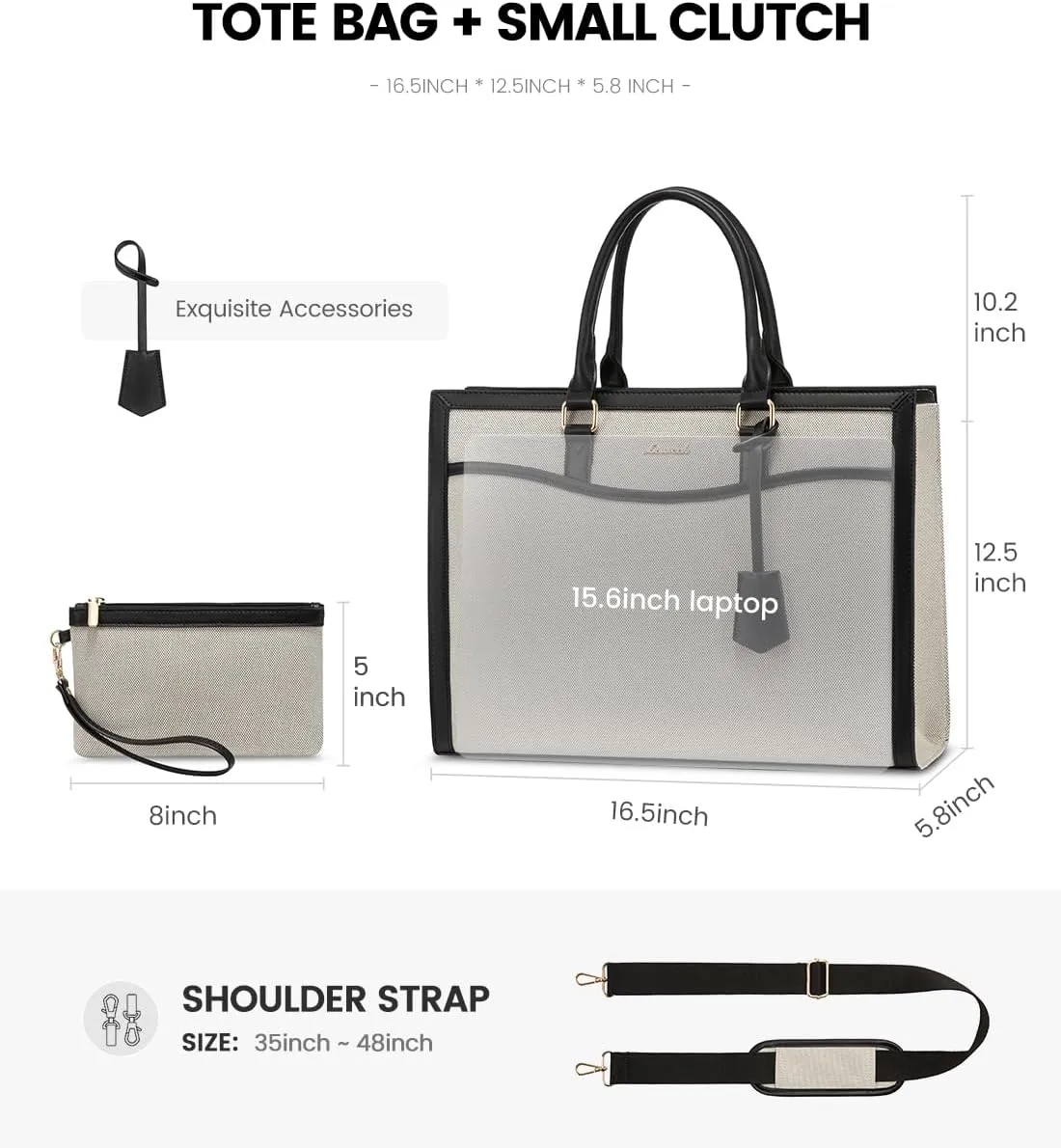 LOVEVOOK Laptop Tote Bag for Women, Office Work Bag Briefcase fit for 15.6 inch Laptop, Large Capacity Teacher Bag Handbag