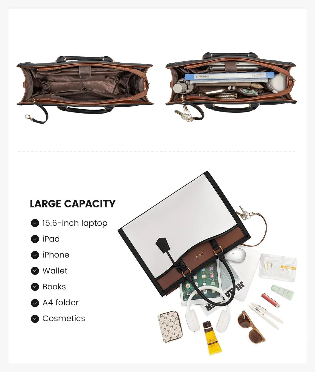 LOVEVOOK Laptop Tote Bag for Women, Office Work Bag Briefcase fit for 15.6 inch Laptop, Large Capacity Teacher Bag Handbag
