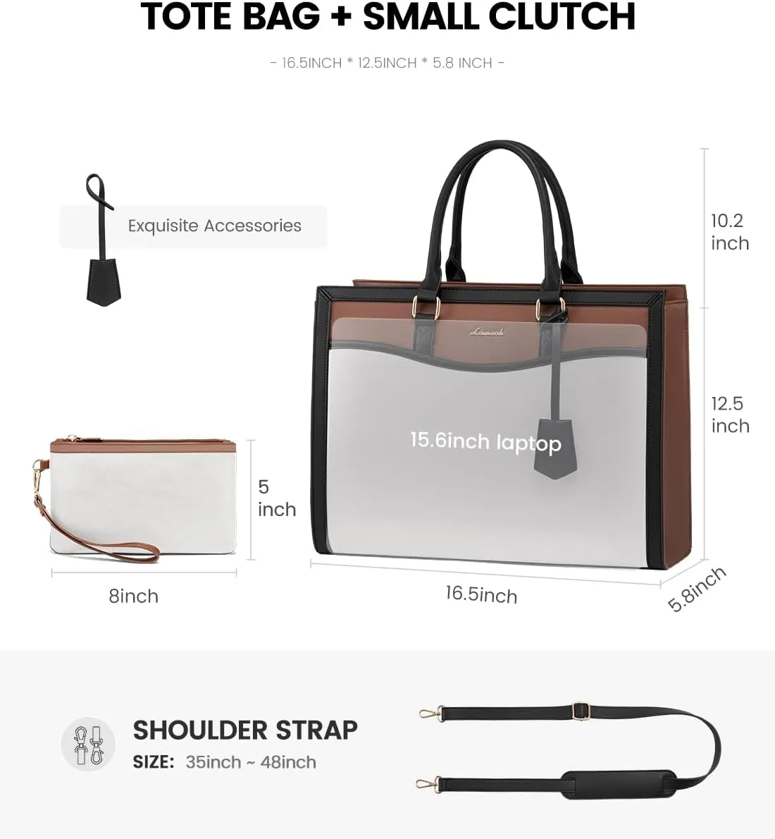 LOVEVOOK Laptop Tote Bag for Women, Office Work Bag Briefcase fit for 15.6 inch Laptop, Large Capacity Teacher Bag Handbag