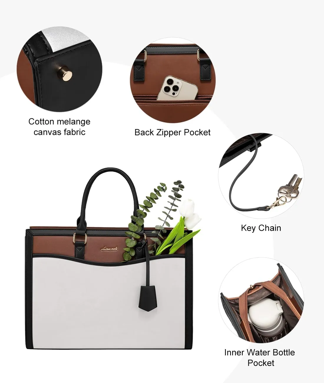 LOVEVOOK Laptop Tote Bag for Women, Office Work Bag Briefcase fit for 15.6 inch Laptop, Large Capacity Teacher Bag Handbag