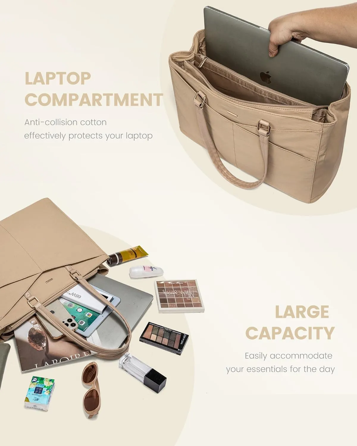 LOVEVOOK Laptop Tote Bag for Women Work, 15.6inch Work Teacher Tote Bag, Large Capacity Computer Briefcase Bags Shoulder Bag for Office Travel