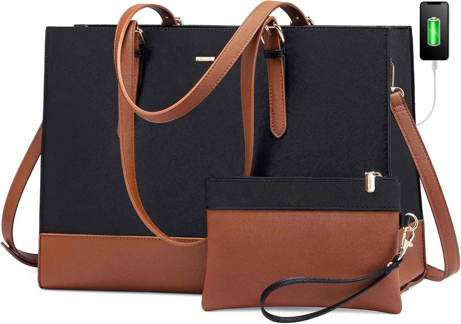 LOVEVOOK Laptop Tote for Women, Fashion Computer Bag 15.6 Inch Large Handbag, Shoulder Bag Purse for Business Work