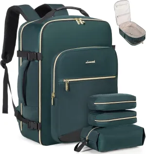 LOVEVOOK Travel Backpack for Men, 50L Carry on Backpack as Personal Item Flight Approved, Waterproof Large 18inch Laptop Luggage Business Weekender Overnight with 3 Packing Cubes, Dark green-Black