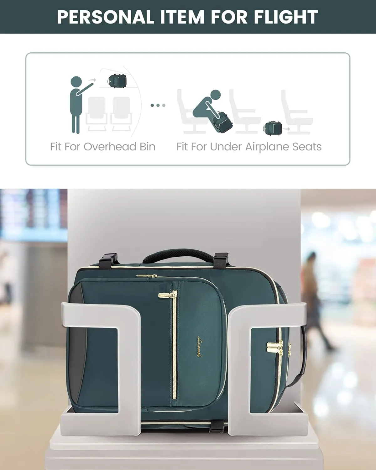 LOVEVOOK Travel Backpack for Men, 50L Carry on Backpack as Personal Item Flight Approved, Waterproof Large 18inch Laptop Luggage Business Weekender Overnight with 3 Packing Cubes, Dark green-Black