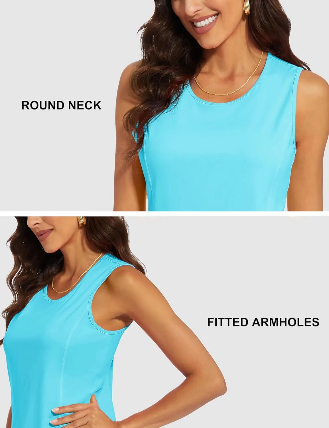 MAGCOMSEN Women's Sleeveless Workout Shirts UPF 80  Dry Fit Running Wicking Tank Tops Athletic Gym Summer