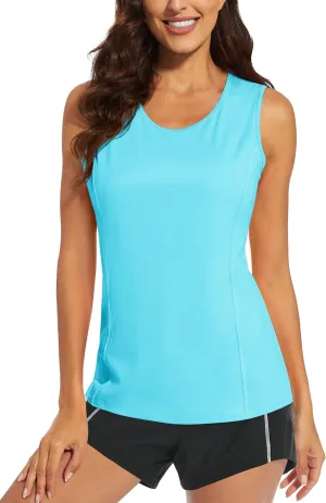 MAGCOMSEN Women's Sleeveless Workout Shirts UPF 80  Dry Fit Running Wicking Tank Tops Athletic Gym Summer