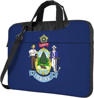 Maine State Flag Print Laptop Adjustable Shoulder Strap With Handle Accessory Pocket For Men Women