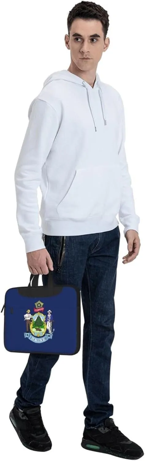 Maine State Flag Print Laptop Adjustable Shoulder Strap With Handle Accessory Pocket For Men Women