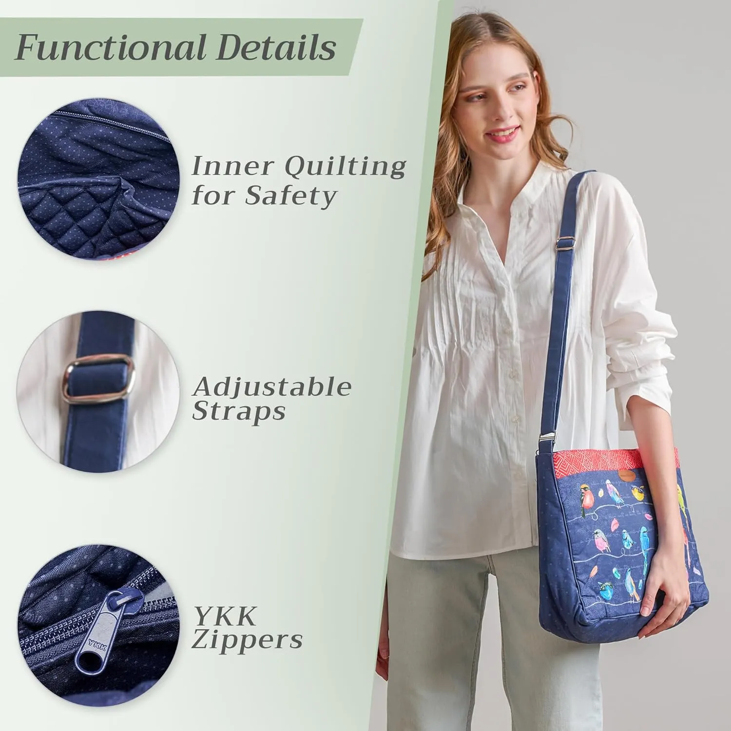 Maison d' Hermine Hand Bags for Women Cotton Shoulder Bag for Shopping Travel Everyday Use Cross Body Tote purse Sling Bag