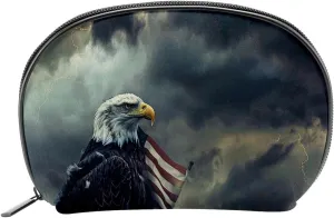 Makeup Bag Organizer,Cosmetic Bags for Women,Eagle American Flag Cloudy Day,Small Makeup Pouch