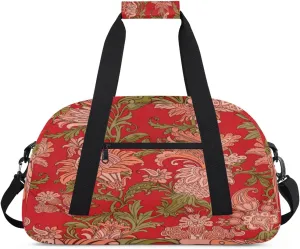Mandala Flower Gym Duffel Bag for Men Women Leaves Sports Tote Bag with Adjustable Shoulder Strap for Dance Gymnastics Traveling Outdoor Camping Overnight Stay