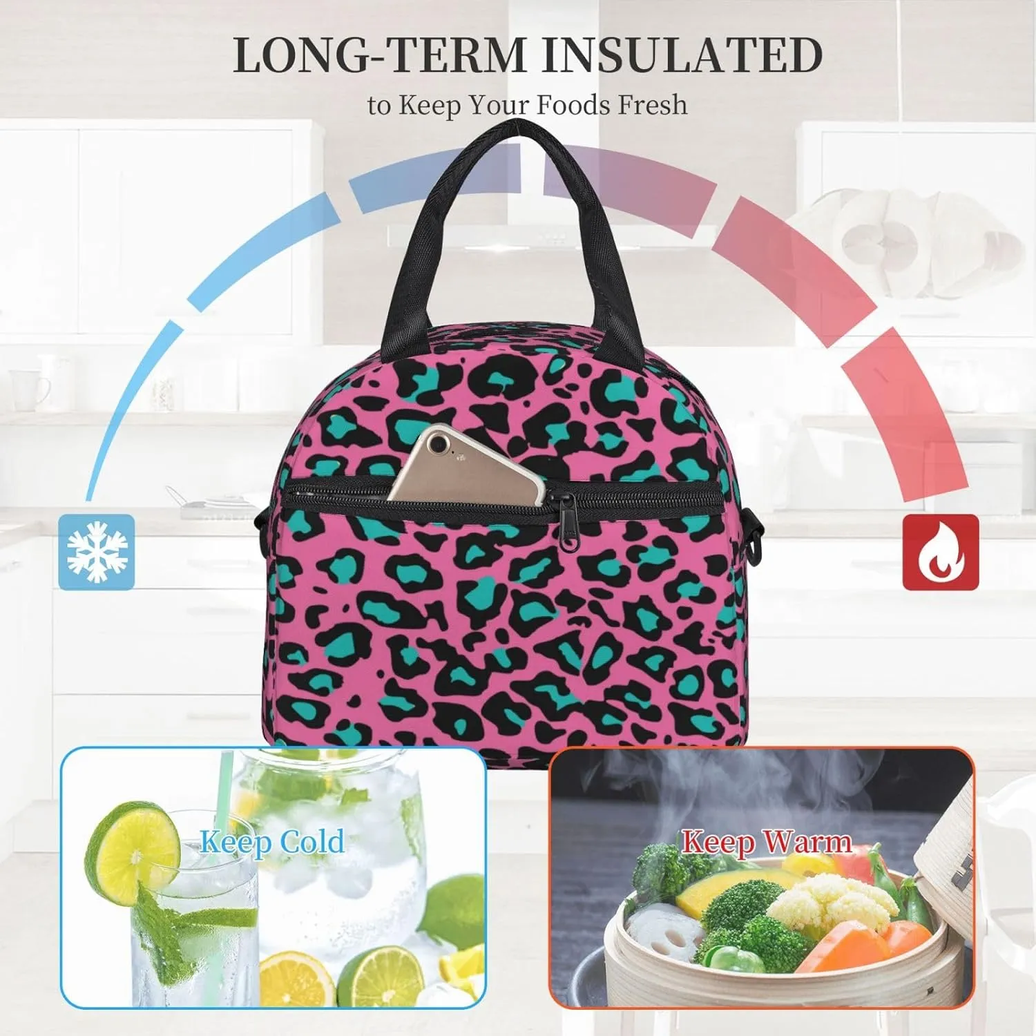 Mandala,Insulated Reusable Lunch Bag with Adjustable Shoulder Strap for Adults,Mandala Pattern with Flower and Petals,Leakproof Office Picnic Hiking Beach Tote Bag,Green Yellow,9x5x7.8in