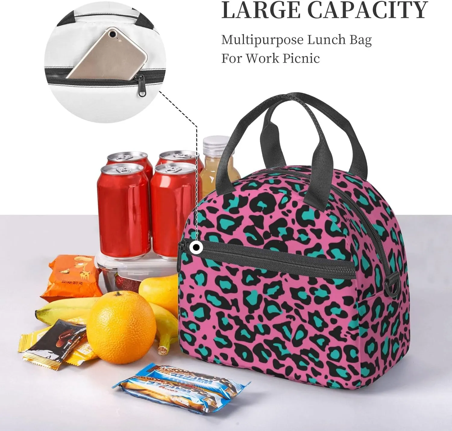 Mandala,Insulated Reusable Lunch Bag with Adjustable Shoulder Strap for Adults,Mandala Pattern with Flower and Petals,Leakproof Office Picnic Hiking Beach Tote Bag,Green Yellow,9x5x7.8in