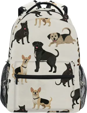 Many Dogs Pattern Backpack 3rd 4th 5th Grade School Bookbag Travel Laptop Daypack Bag Purse for Boys Girls Teens