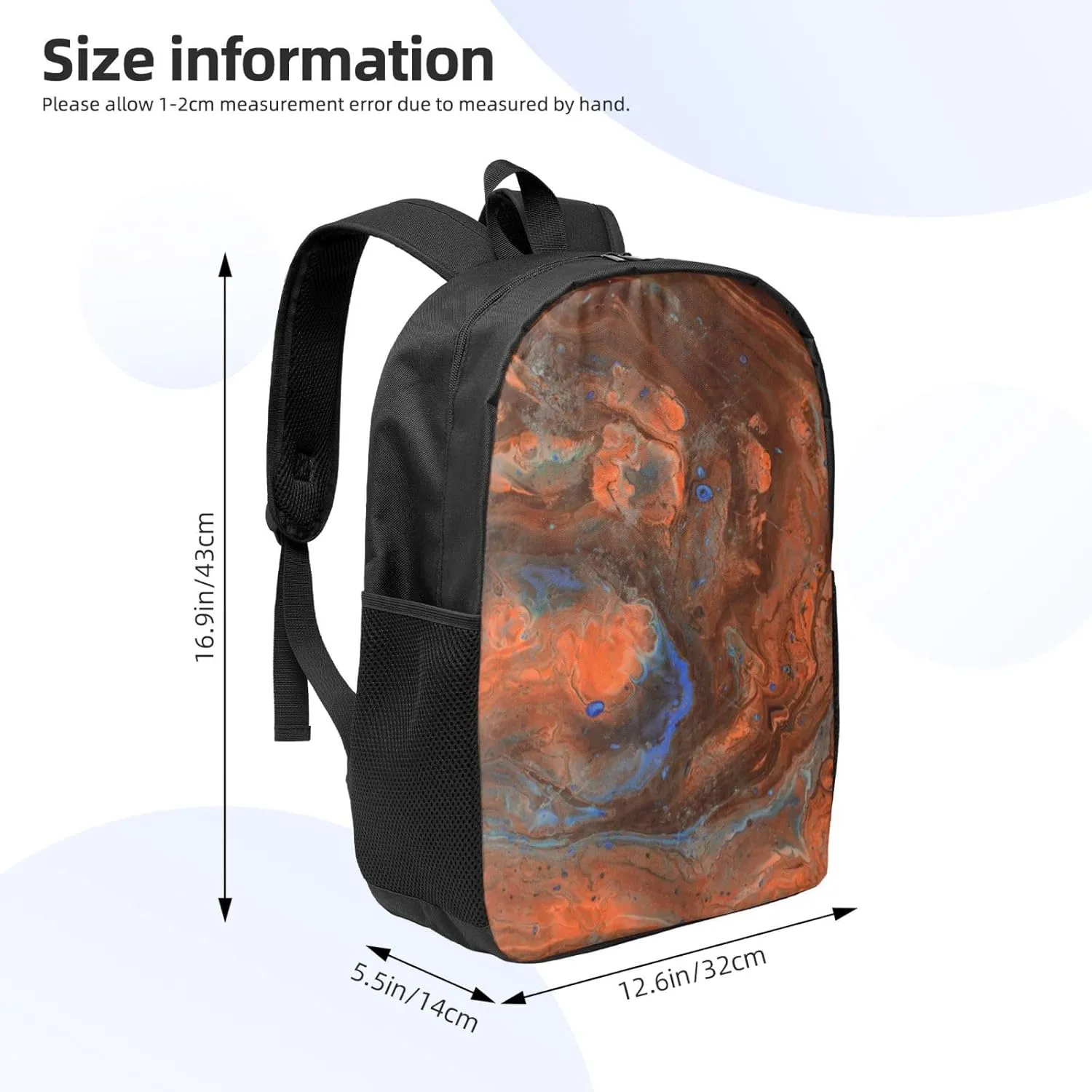 Marble Texture Backpack, 17 Inch Travel Business Laptop Backpack For Women Men