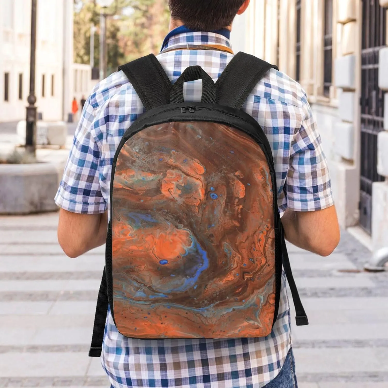 Marble Texture Backpack, 17 Inch Travel Business Laptop Backpack For Women Men