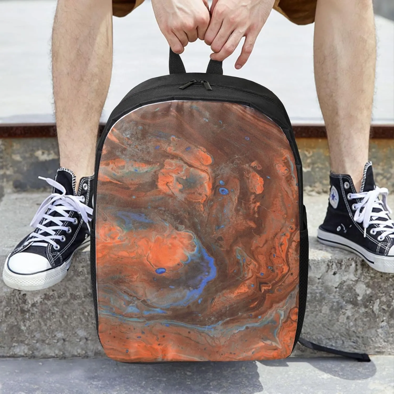 Marble Texture Backpack, 17 Inch Travel Business Laptop Backpack For Women Men
