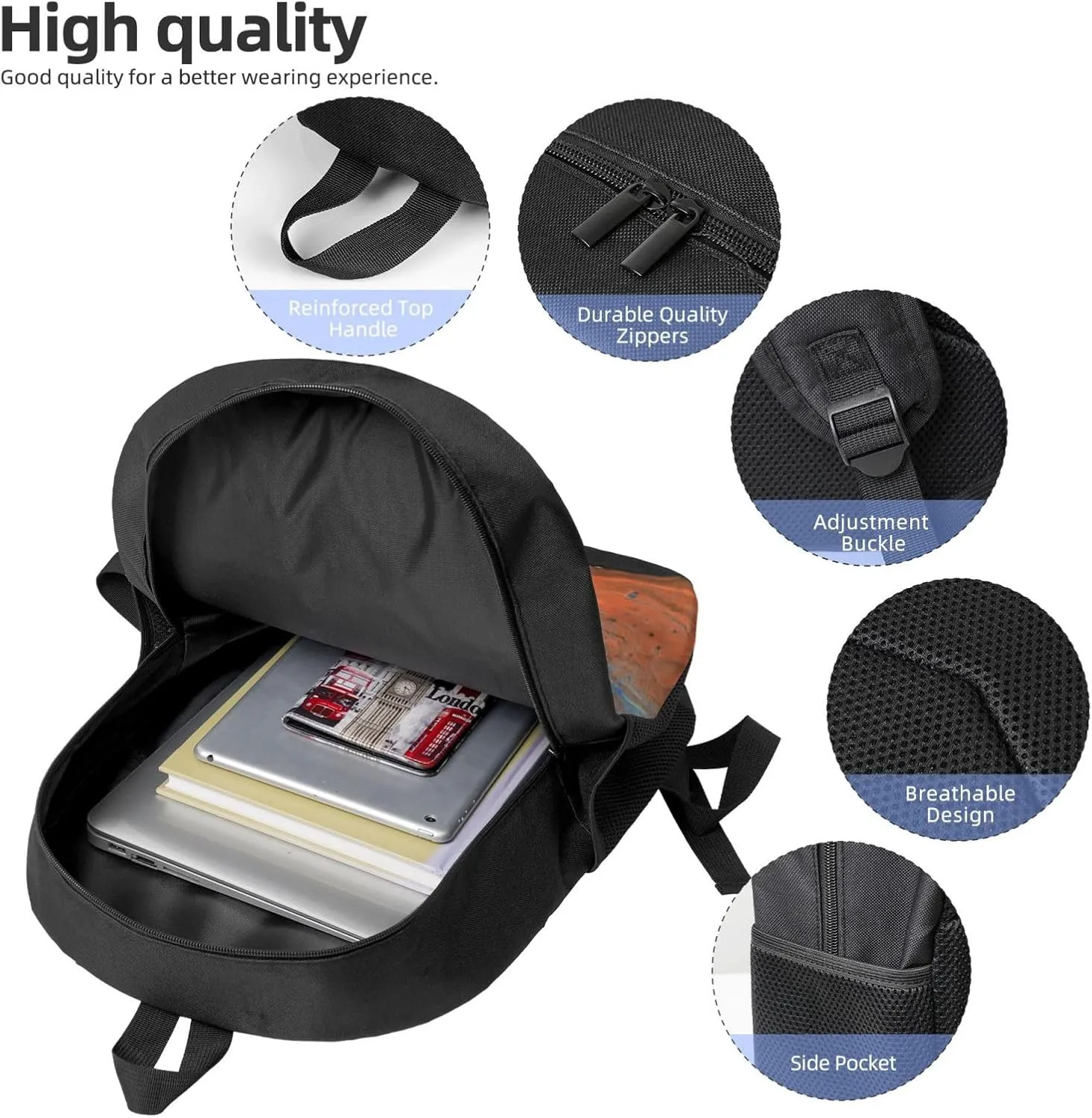 Marble Texture Backpack, 17 Inch Travel Business Laptop Backpack For Women Men