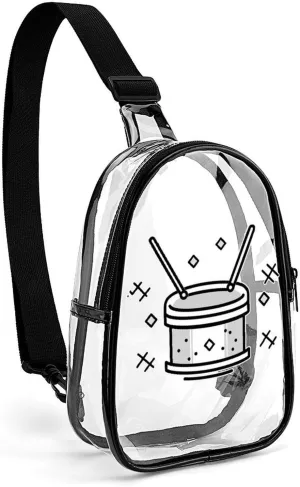 Marching Drum Cute Crossbody Sling Bag Unisex Transparent Chest Bag Adjustable Strap Shoulder Bag
