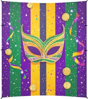 Mardi Gras Carnival Tie Coin Beach Cabana UPF50  Protection Easy Setup Large Portable Sun Shelter with Sand Pockets for Backyard and Camping