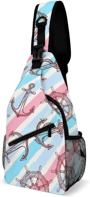 Maritimes-symbols Crossbody Sling Bag for Women Men Travel Chest Bag, Cycling Shoulder Backpack