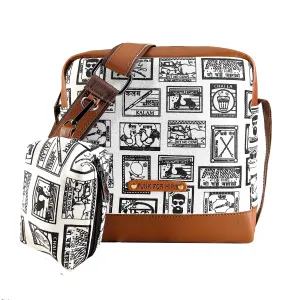 Match Collage Box Pouch Sling Bag Black&White