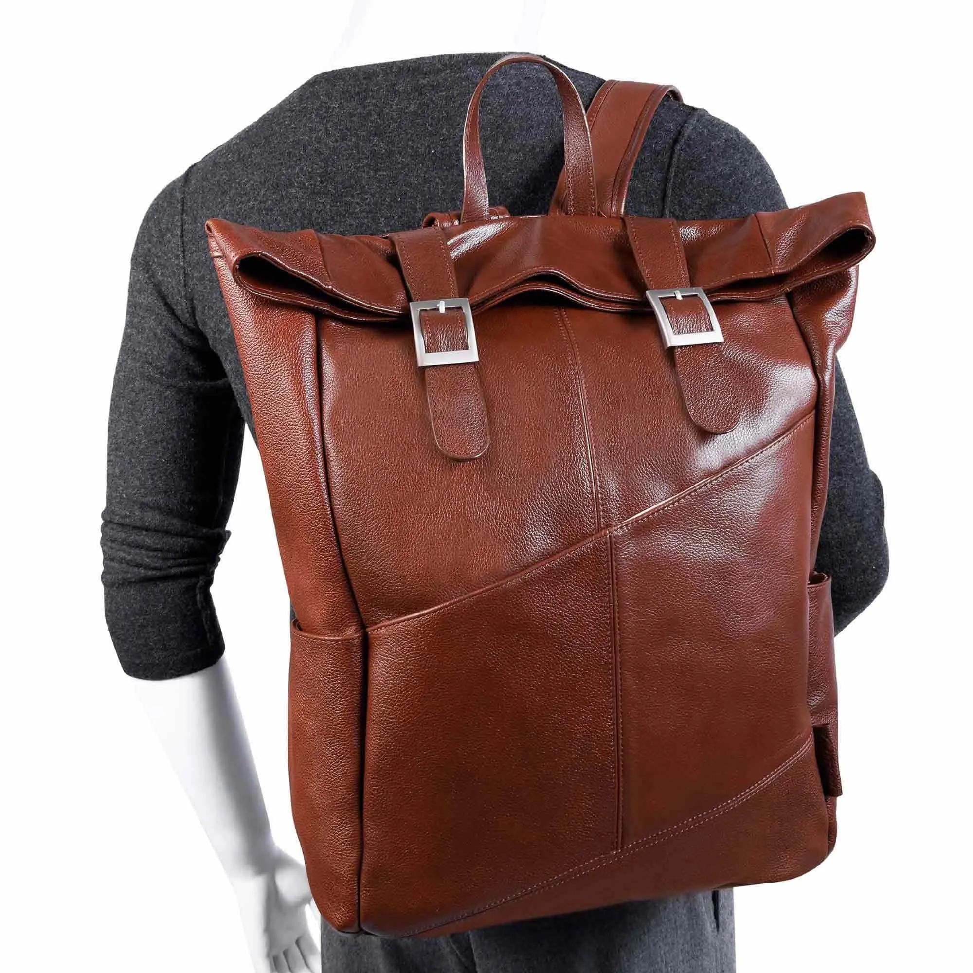 McKlein USA Kennedy 17" Leather Dual Access Laptop Backpack