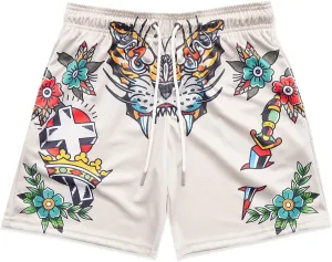 MECH-ENG Mens Retro Basketball Shorts Cool Lightweight Mesh Gym Shorts Graphic Sports Athletic Drawstring Short