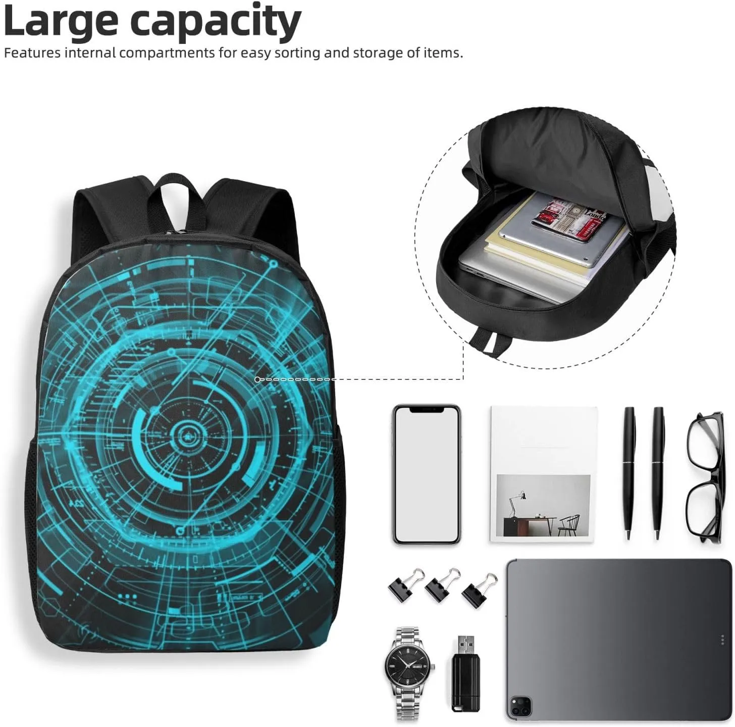 Mechanical Analysis Backpack, 17 Inch Travel Business Laptop Backpack For Women Men